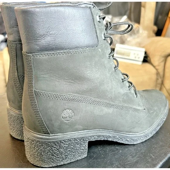 Timberland Women's Brinda Lace-Up Boot Size 9 Black Nubuck Leather (A3660) - Picture 6 of 11